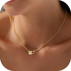 Turandoss 14K Gold Plated Dainty Initial Necklace for Women Adjustable Chain Hollow Heart Tiny Letter Birthday Teacher Appreciation Mothers Day Graduation Gifts for Her Mom Kids Teen Girls Wife Ideas