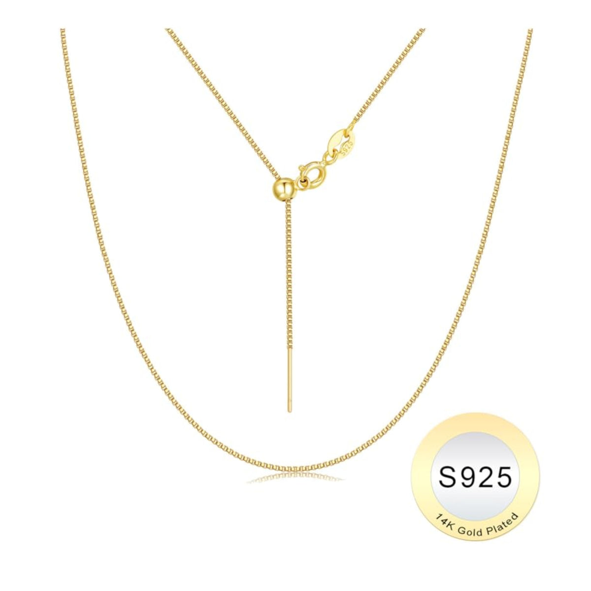 Turandoss S925 Sterling Silver Chain Necklace for Women Dainty 0.8mm Box Chain Choker Italian Quality Sturdy Hypoallergenic Adjustable Chain Jewelry 14-24 Inch Birthday Gifts for Women Girls