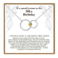 Turandoss 30th Birthday Gifts Necklace for Women 30 Years Old Gift 3 Circles Trendy Jewelry Birthday Teacher Appreciation Mothers Day Graduation Gifts for Her Mom Wife Ideas