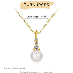Turandoss Pearl Necklaces for Women - Dainty Gold Pearl Choker Pendant Necklace for Women Trendy Simple Elegant Gold Cubic Zirconia Bridal Wedding Necklace for Womens Jewelry Bridesmaid Proposal Gifts