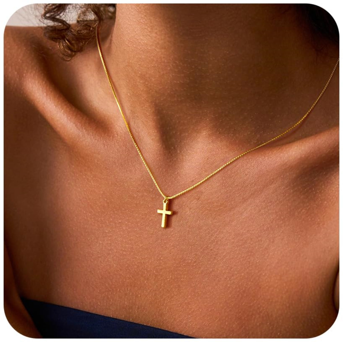 Turandoss Cross Necklace for Women Dainty Tiny Cross Pendant Choker 14K Gold Plated Simple Chain Trendy Religious Jewelry Gift for Women Girls