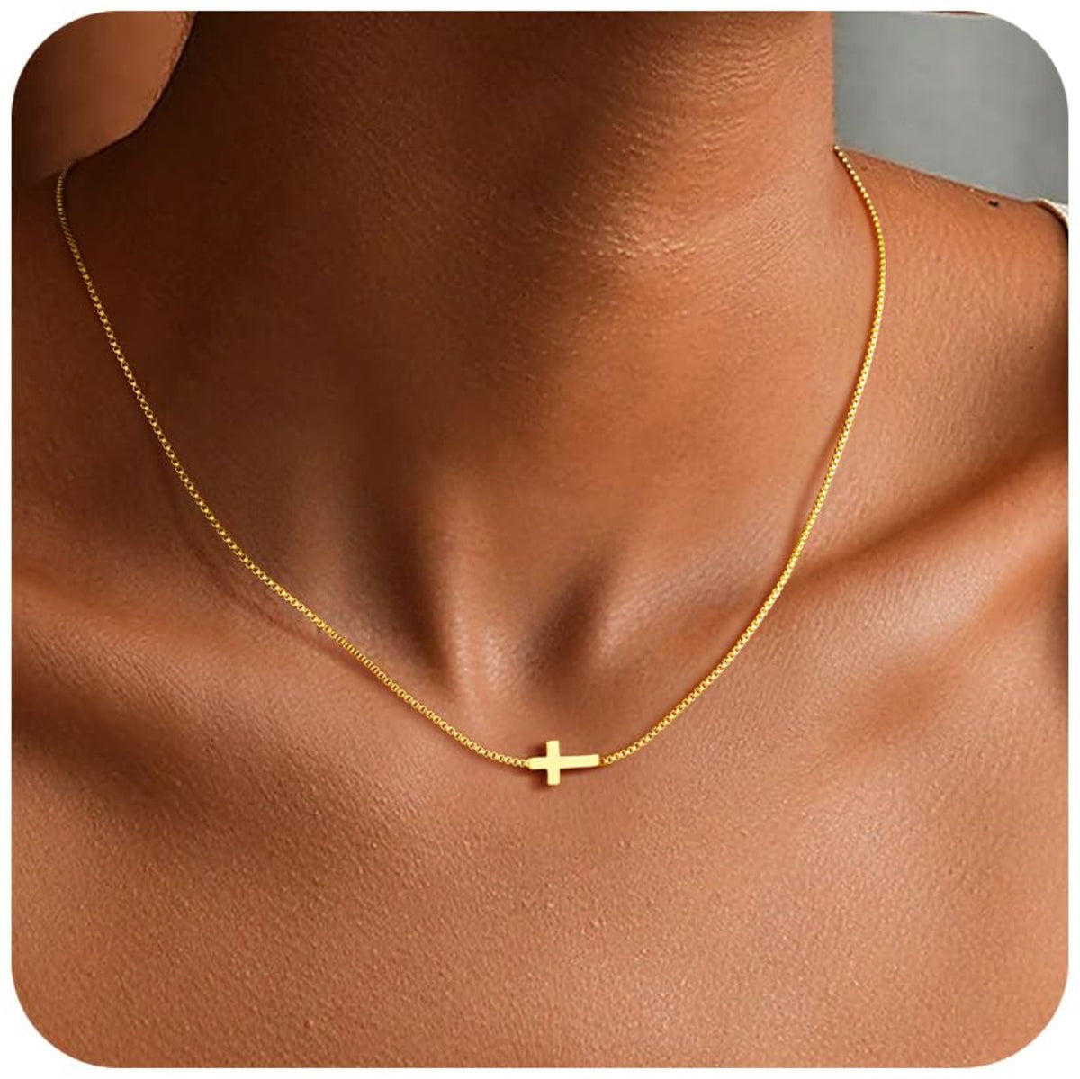 Turandoss Cross Necklace for Women Dainty Tiny Cross Pendant Choker 14K Gold Plated Simple Chain Trendy Religious Jewelry Gift for Women Girls