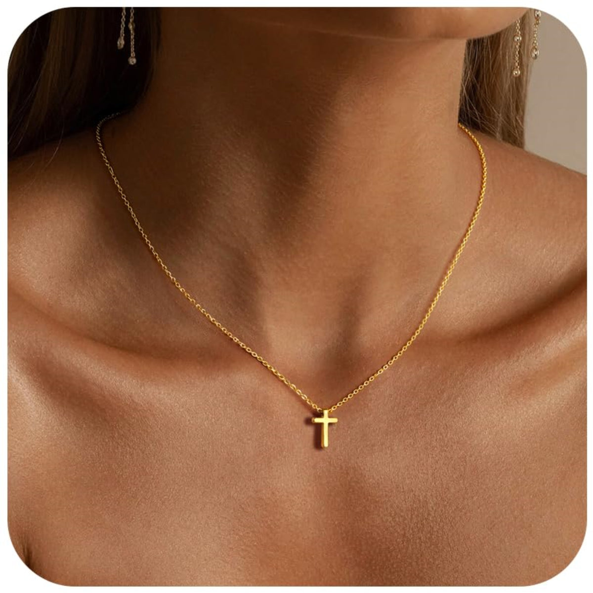 Turandoss Cross Necklace for Women Dainty Tiny Cross Pendant Choker 14K Gold Plated Trendy Religious Jewelry Teacher Appreciation Mothers Day Graduation Gifts for Her Mom Teen Wife Ideas