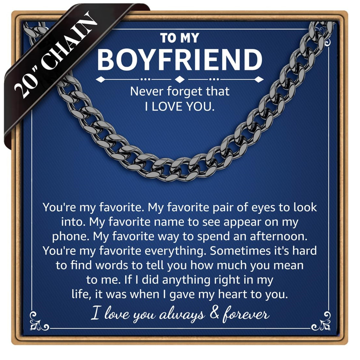 Turandoss Cuban Link Chain Necklace Gifts for Men 7mm Width Stainless Steel Cuban Chain Fashion Jewelry Valentines Day Anniversary Birthday Gift for Him Boyfriend