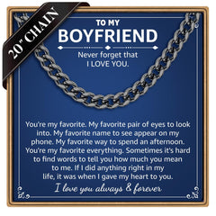 Turandoss Cuban Link Chain Necklace Gifts for Men Boys 7mm Width Stainless Steel Cuban Chain Fashion Jewelry Valentines Day Anniversary Birthday Gift for Him Boyfriend