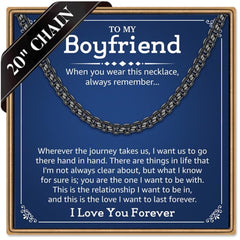 Turandoss Birthday Gifts for Boyfriend Box Chain Necklace for Men Cuban Link Sturdy Jewelry Trendy Stainless Steel Teacher Appreciation Graduation Fathers Day Gifts for Him Her Men Son Dad Boys Girls