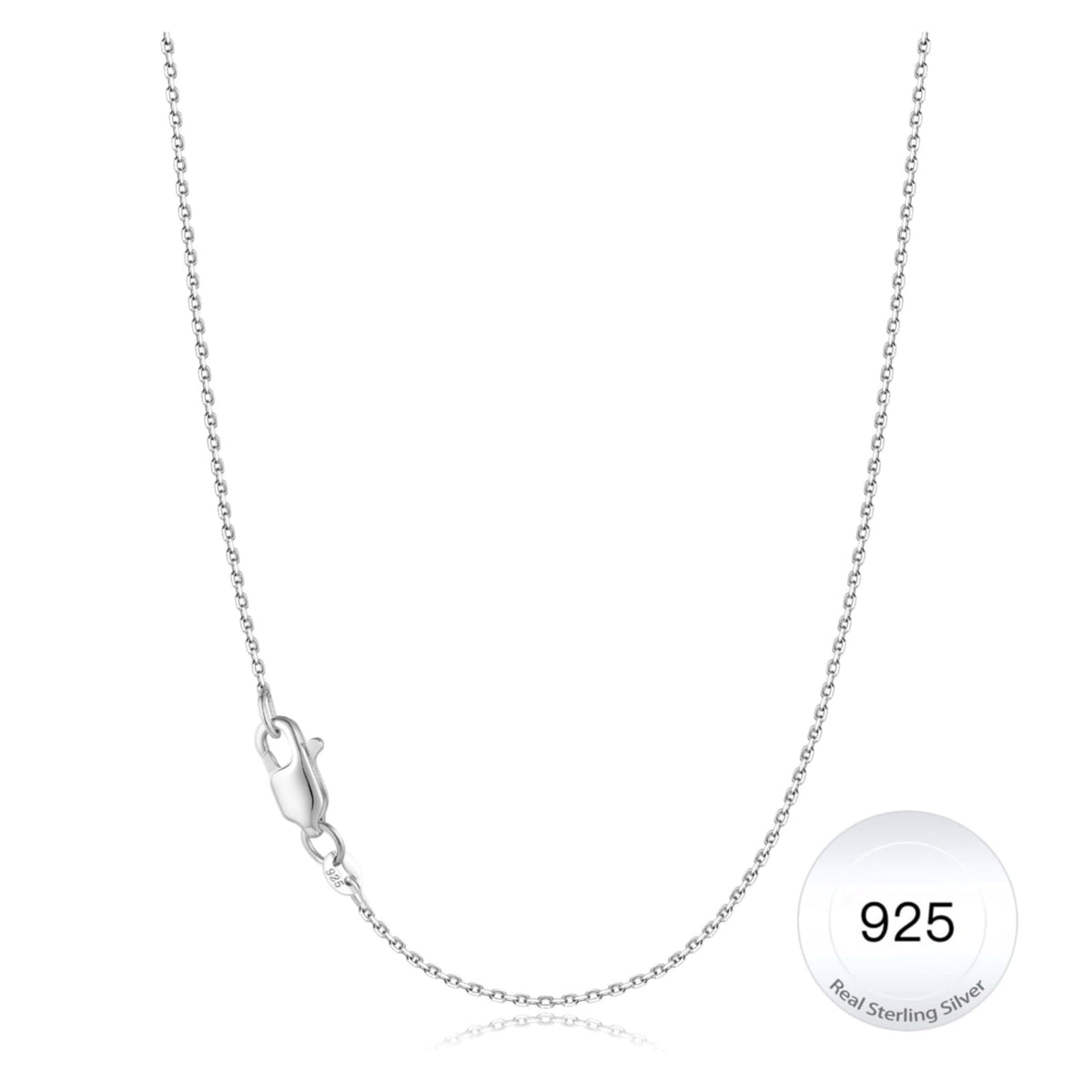 Turandoss Solid 925 Sterling Silver Chain Necklace for Women, 1.2Mm Cable Chain Necklace Shiny Sturdy Hypoallergenic Chain Necklaces, 16/18/20/22/24 Inches Dainty Silver Jewelry for Women Christmas