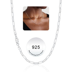 Turandoss Silver Chain Necklace for Women Men - 3.3mm Silver Paperclip Chain for Women Men Hypoallergenic, Jewelry Gifts for Her Him, 16, 18 inches