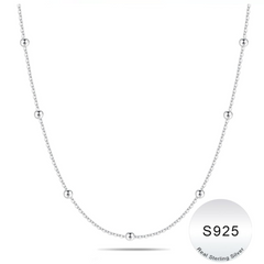Turandoss Solid 925 Sterling Silver Chain Necklace for Women 1.6mm Satellite Bead Chain Necklace Shiny Sturdy Hypoallergenic Chain 16-24 inches Dainty Silver Jewelry for Women Girls