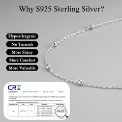 Turandoss Solid 925 Sterling Silver Chain Necklace for Women, 1.6Mm Satellite Bead Chain Necklace Shiny Sturdy Hypoallergenic Chain Necklaces, 16/18/20/22/24 Inches Dainty Silver Jewelry for Women