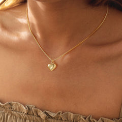 Turandoss 14K Gold Plated Dainty Heart Pendant Necklace for Women Girls Cute Love Chunky Choker Adjustable Chain Jewelry Trend Birthday Gifts for Her