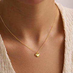 Turandoss 14K Gold Plated Dainty Heart Pendant Necklace for Women Girls Cute Love Chunky Choker Adjustable Chain Jewelry Trend Birthday Gifts for Her