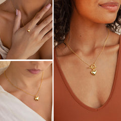 Turandoss 14K Gold Plated Dainty Heart Pendant Necklace for Women Girls Cute Love Chunky Choker Adjustable Chain Jewelry Trend Birthday Gifts for Her