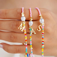 Turandoss Colorful Beaded Initial Choker Pearl Necklace for Women Girls Letter A-Z Cute Jewelry Trendy Personalized Birthday Gifts for Women New Teen Girl