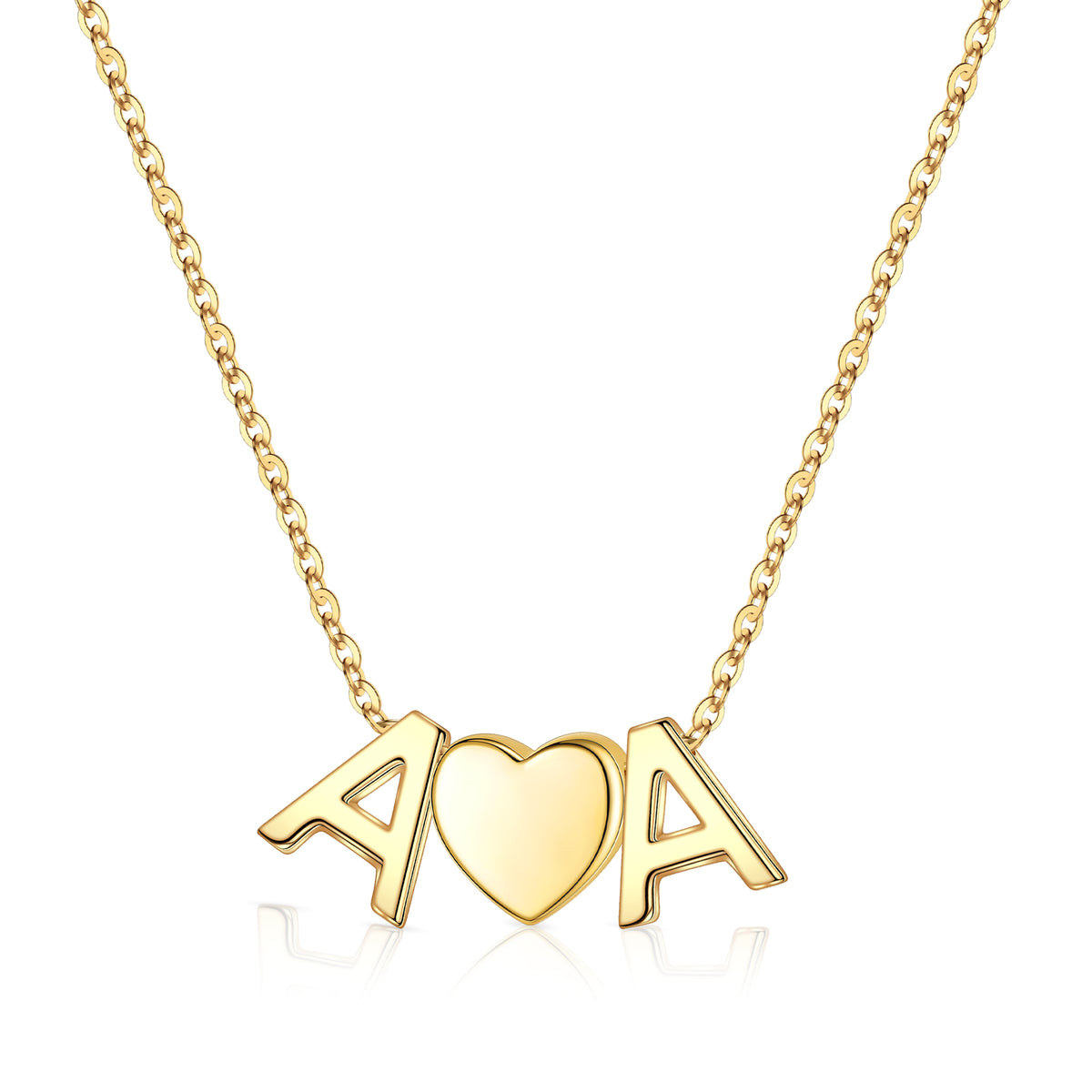 Turandoss Heart Initial Necklace for Women 14K Gold Plated Dainty 2 Letters A-Z with Heart Personalized Love Pendant Jewelry Birthday Valentines Day Gifts for Women Girls