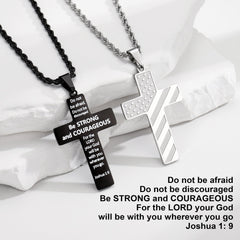 Turandoss Cross Necklace for Men Boys Mens Silver Black Cross Chain Necklace American Flag Pendant Necklaces for Men Religious Jewelry Christian Confirmation Gifts 20inch