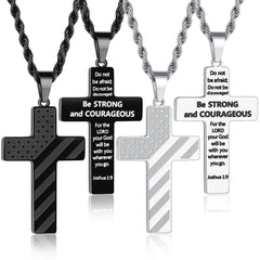 Turandoss 2PCS Cross Necklace for Men Boys- Silver Black Stainless Steel Pendant Necklaces, Birthday Gift, Surprise Valentine's Day Gifts from Wife