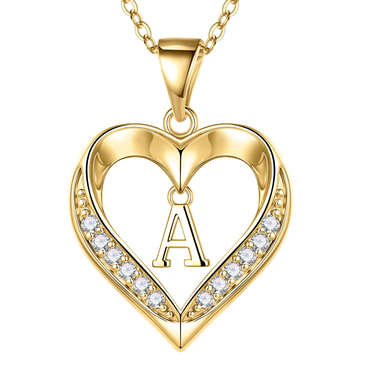 Turandoss Heart Initial Necklaces for Women Dainty 14K Gold Plated CZ Heart Pendant with Tiny Letter A-Z Non Tarnish Waterproof Trendy Jewelry Valentines Day Birthday Gifts for Women Girls