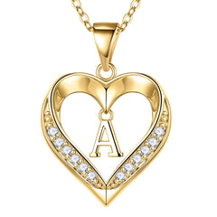 Turandoss Heart Initial Necklaces for Women Dainty 14K Gold Plated CZ Heart Pendant Tiny Letter Trendy Jewelry Teacher Appreciation Mothers Day Graduation Gifts for Her Mom Kids Teen Girls Wife Ideas