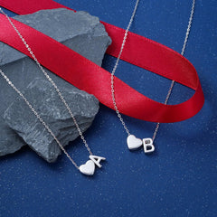 Turandoss Silver Heart Necklaces for Girls Trendy, S925 Sterling Silver Tiny Heart Initial A Necklace Dainty Heart Birthday Friendship Gifts for 5 6 7 8 9 10 Years Old Girls Jewelry