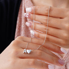 Turandoss Silver Heart Necklaces for Girls Trendy, S925 Sterling Silver Tiny Heart Initial A Necklace Dainty Heart Birthday Friendship Gifts for 5 6 7 8 9 10 Years Old Girls Jewelry