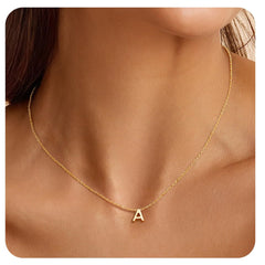 Turandoss Initial Necklaces for Women 14K Gold Plated Simple Letter Pendant Personalized Jewelry Birthday Teacher Appreciation Mothers Day Graduation Gifts for Her Mom Kids Teen Girls Wife Ideas