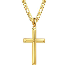 Turandoss 925 Sterling Silver Cross Necklace for Men Women Durable Cuban Link Curb Chain With Beveled Edge Pendant Teacher Appreciation Graduation Fathers Day Gifts for Him Her Men Son Dad Boys Girls