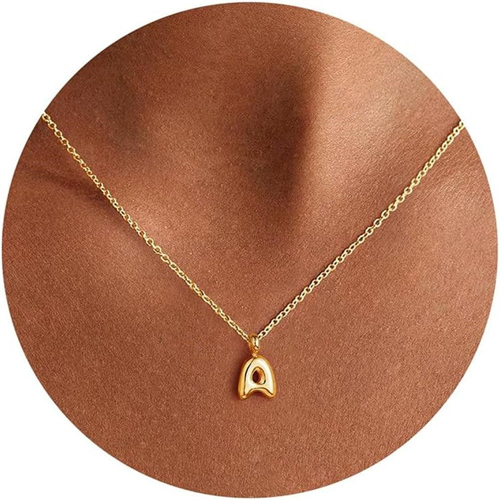 Turandoss 14K Gold Plated Bubble Initial Choker Necklace for Women Girls - Dainty Letter A-Z Chunky In Pendant Jewelry Cute Stuff for Teen Girls, Personalized Birthday Gifts for Women Girls