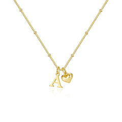 Turandoss Dainty Heart Initial Necklaces for Women 14K Gold Plated Heart Letter Pendant Jewelry Birthday Teacher Appreciation Mothers Day Graduation Gifts for Her Mom Kids Teen Girls Wife Ideas