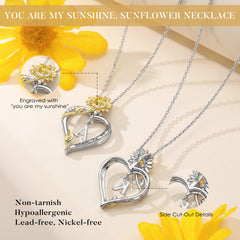 Turandoss Dainty 14K White Gold Plated Sunflower Heart Initial Pendant Necklaces for Women Trendy You Are My Sunshine CZ Personalized Little Girl Jewelry Anniversary Birthday Gifts for Teen Girls