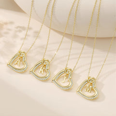 Turandoss Heart Initial Necklaces for Girls 14K Gold Plated Cubic Zirconia Letter a-z Pendant Trendy Jewelry Easter Birthday Gifts for Women Teen Girls Ages 12-14