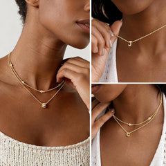 Turandoss Layered Initial Necklaces for Women Dainty Letter CZ Pendant 14K Gold Plated Trendy Jewelry Personalized Birthday Mother's Day Gifts for Women Mom Friend Wife