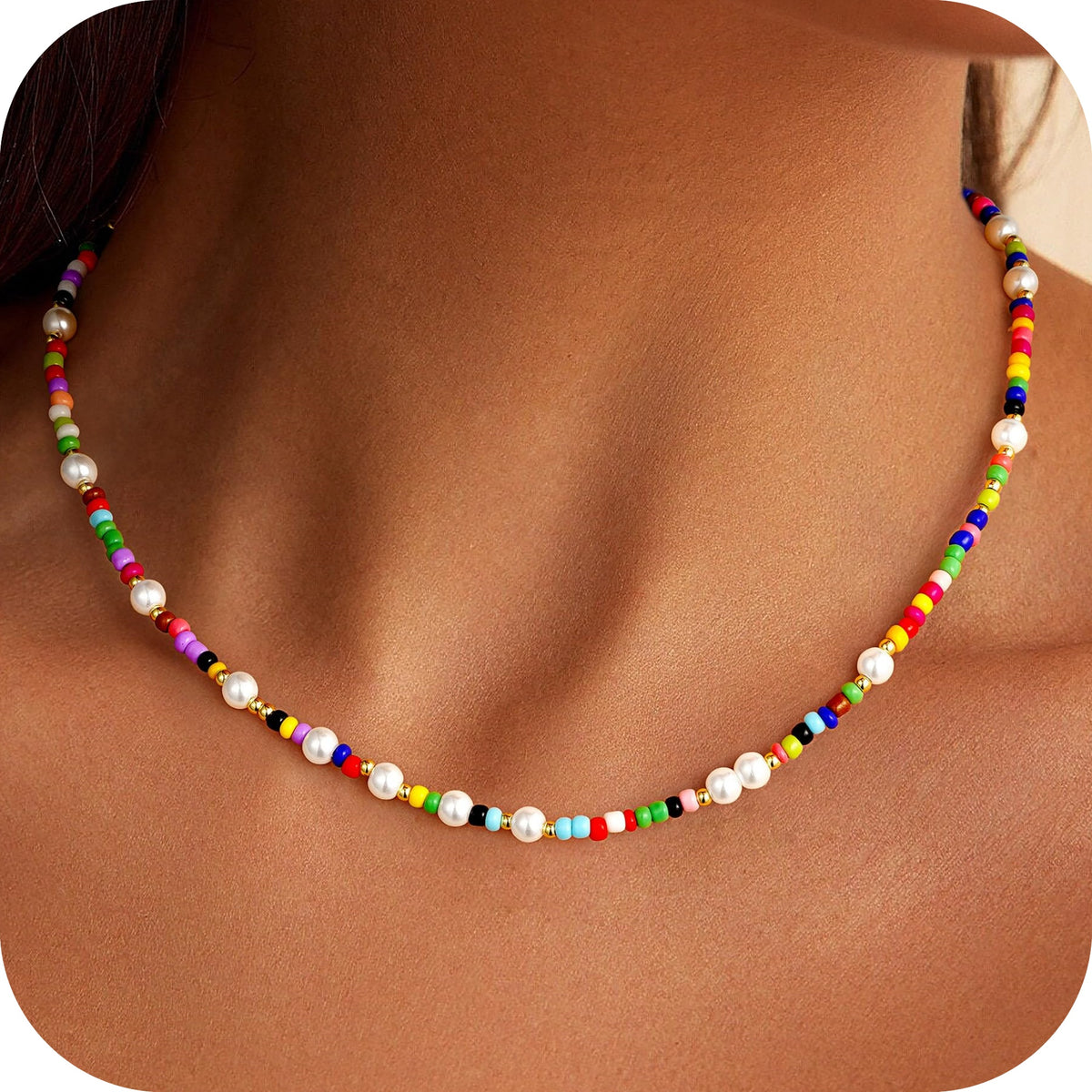 Turandoss Colorful Beaded Cross Necklace for Women Dainty 14K Gold Plated Heart Pendant Necklaces Personalized Cross Beaded Choker Necklace for Women Baptism Christian Religious Gifts
