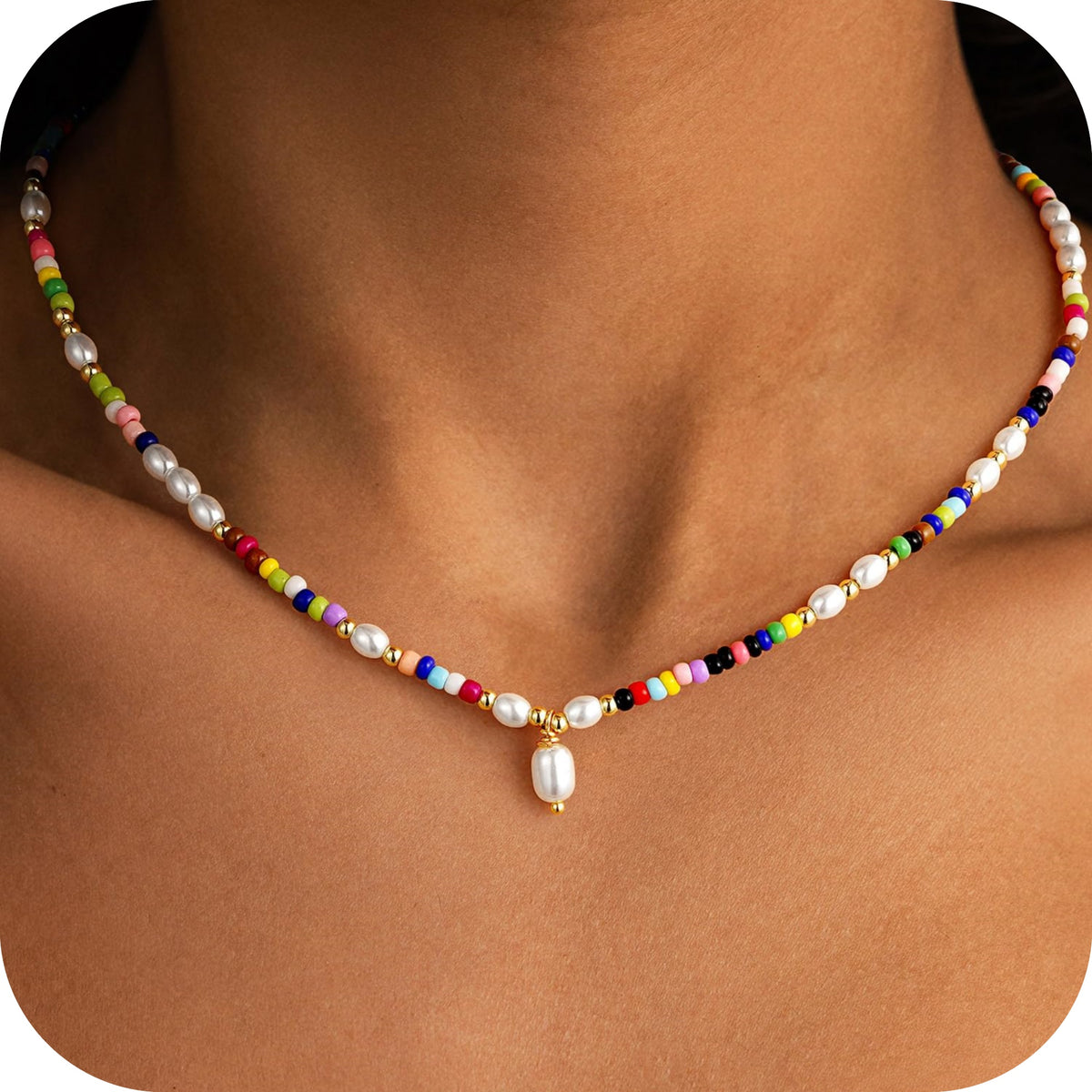 Turandoss Colorful Beaded Cross Necklace for Women Dainty 14K Gold Plated Heart Pendant Necklaces Personalized Cross Beaded Choker Necklace for Women Baptism Christian Religious Gifts