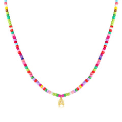 Turandoss Colorful Beaded Initial Necklaces for Women Jewelry Cute Dainty Bead Bohemian Jewelry Birthday Teacher Appreciation Mothers Day Graduation Gifts for Her Mom Kids Teen Girls Wife Ideas
