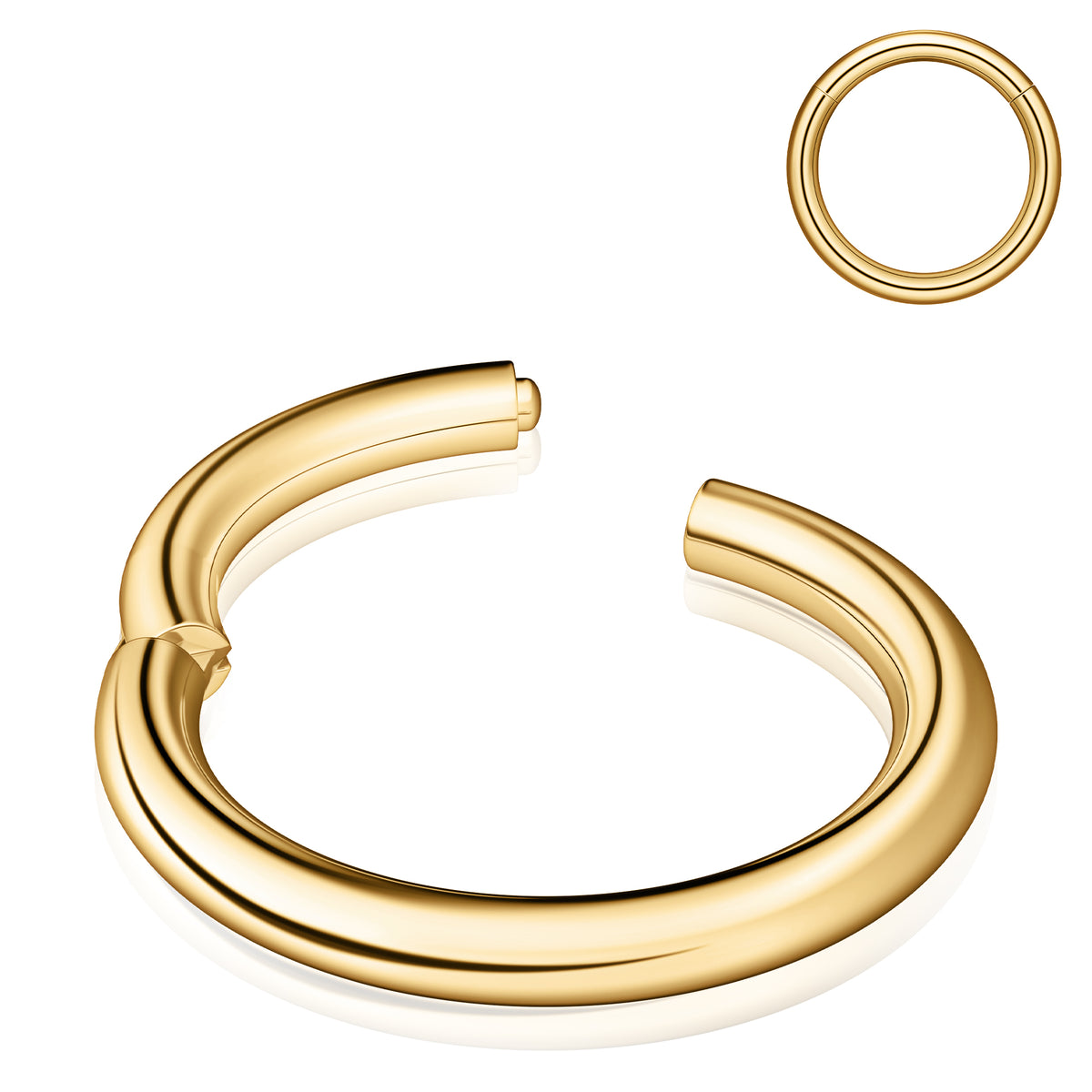 Turandoss 14K Gold Plated Nose Hoop Earring Surgical Steel Septum Ring Hypoallergenic Lip Tragus Conch Piercing Jewelry for Women