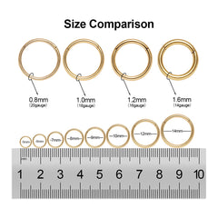 Turandoss 14K Gold Plated Nose Hoop Earring Surgical Steel Septum Ring Hypoallergenic Lip Tragus Conch Piercing Jewelry for Women