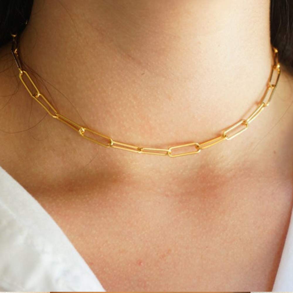 Oval Link Chain Dainty Gold Choker Necklaces