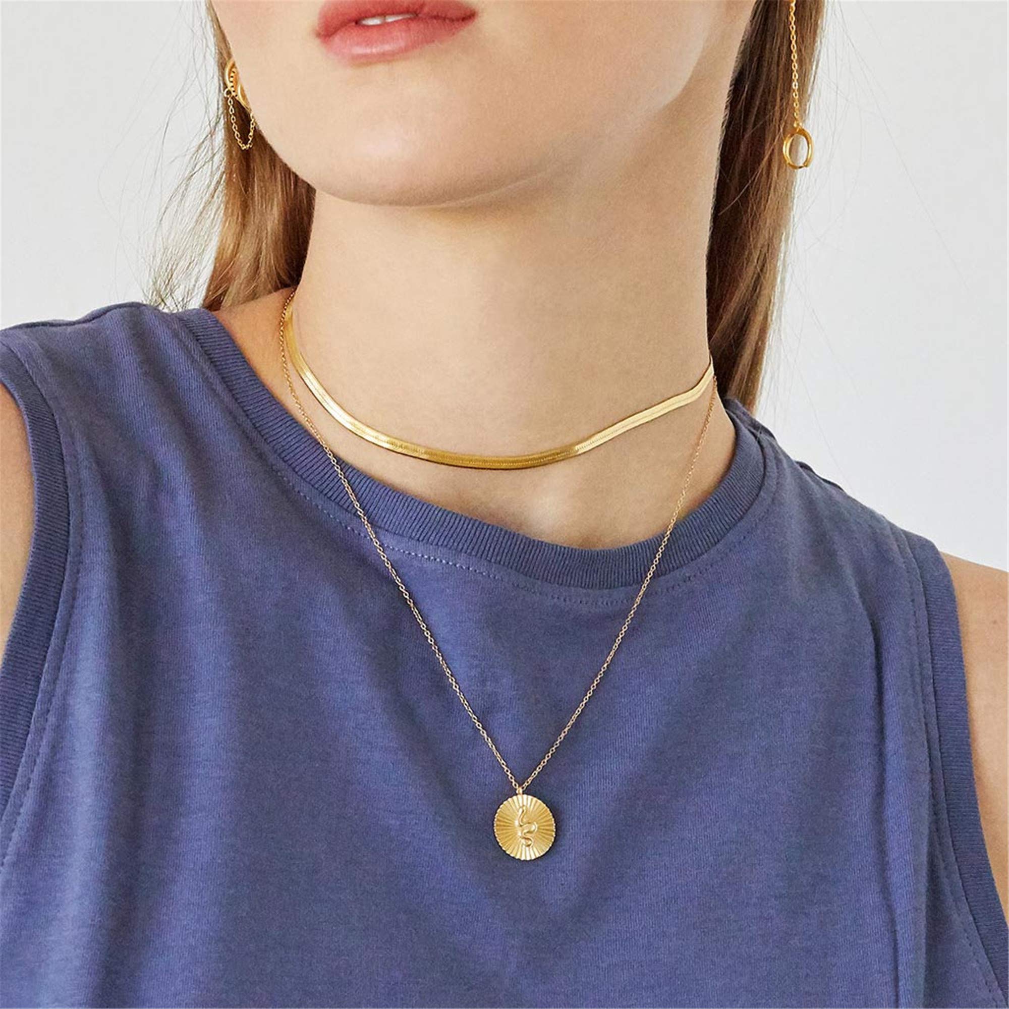 Paperclip Chain&Herringbone Chain Dainty Paperclip Chain Necklace