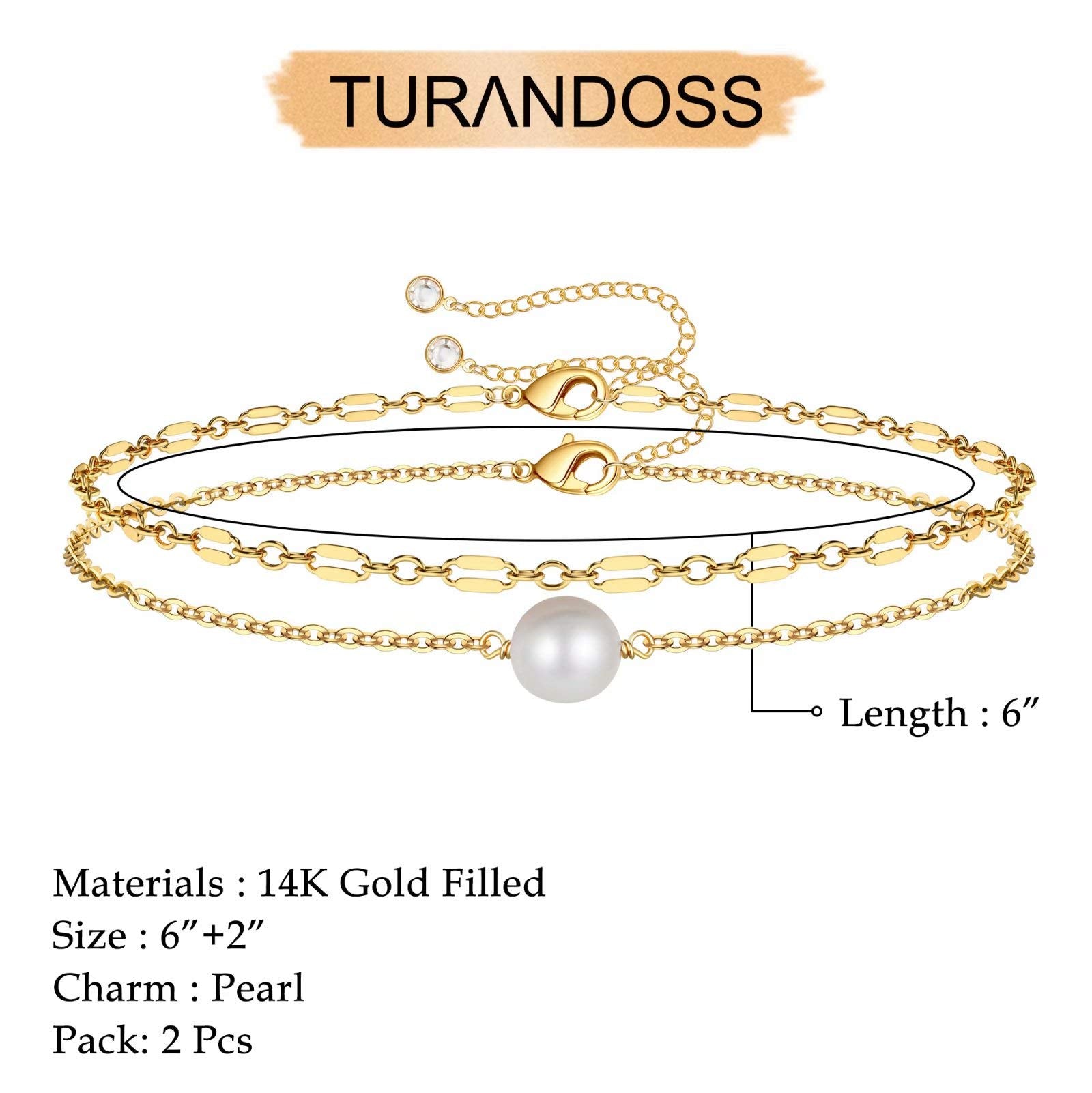 Women's Pearl&Chain Dainty Gold Bracelets