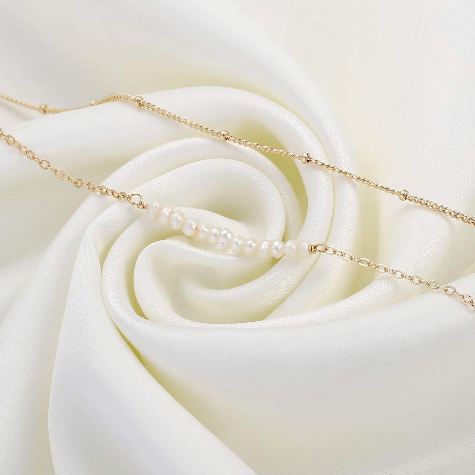 Pearls&Beads Chain Dainty Gold Bracelets for Women
