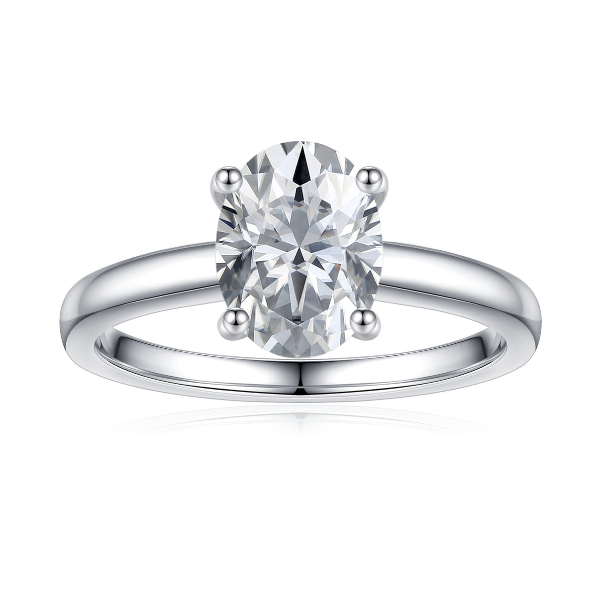 Turandoss 1.5 Carat Moissanite Four-Prongs Engagement Ring 925 Sterling Silver Oval Cut Diamond Ring Wedding Band Promise Wedding Rings for Women