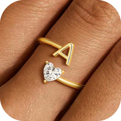 Turandoss Mothers Day Gifts 18K Gold Plated Initial Rings for Women Girls Adjustable Letter A-Z Initial Ring Mothers Day Birthday Gifts for Mom Women Teen Girl Gift