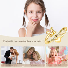 Turandoss Easter Gifts for Kids Teen Girls 14K Gold Plated Initial Letter A Heart Ring Personalized Adjustable Band Rings Easter Basket Stuffers for Toddler Teens Girlfriend Daughter Jewelry Gifts