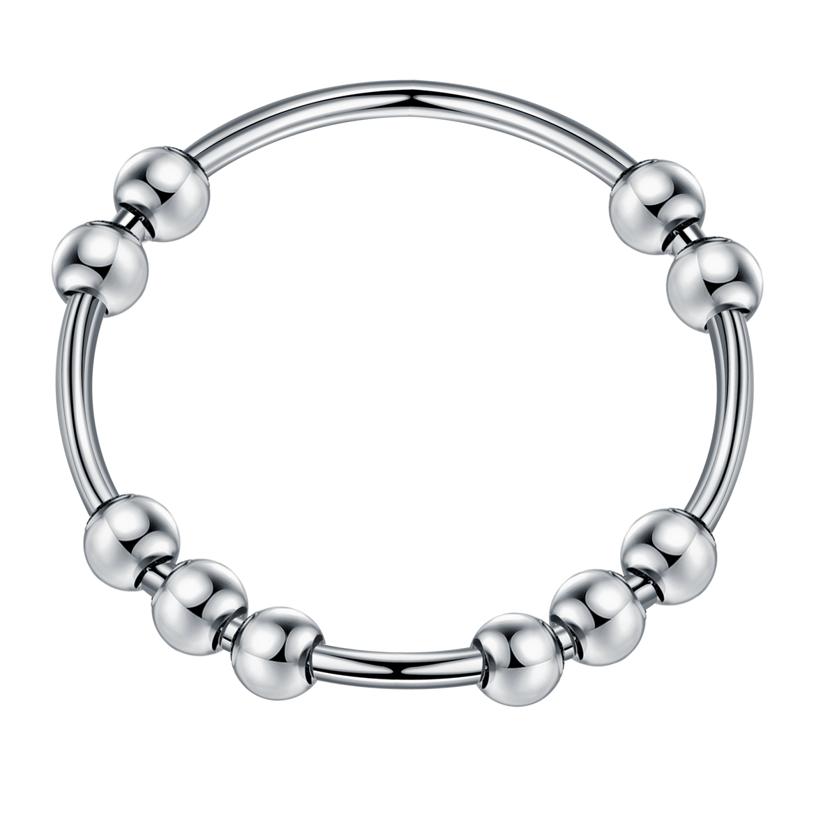 Turandoss S925 Sterling Silver Fidget Rings for Women Men- Dainty Silver Anxiety Spinner Ring with 10 Beads, Birthday Christmas Gifts for Women Men