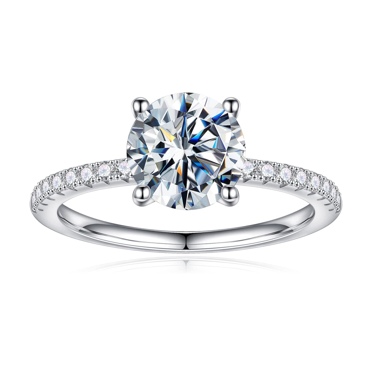 Turandoss 1.5ct Moissanite Rings for Women D Color Vvs1 Clarity Solitaire Half Eternity S925 Sterling Silver Wedding Anniversary Engagement Bands Jewelry Gifts for Wife Girlfriend