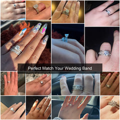 Turandoss 1.5Ct Moissanite Rings for Women D Color Vvs1 Clarity Solitaire Half Eternity S925 Sterling Silver Wedding Anniversary Engagement Bands Jewelry Gifts for Wife Girlfriend