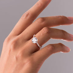 Turandoss 2Ct Hidden Halo Engagement Rings for Women 14K White Gold Plated Solid 925 Sterling Silver Cubic Zirconia Solitaire Wedding Anniversary Bands Jewelry Gifts for Women Her