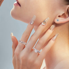 Turandoss Engagement Rings for Women 0.2-0.3Ct S925 Sterling Silver 18K White Gold Plated 7 Stone Half Eternity Moissanite Wedding Anniversary Band Jewelry Gifts for Women Wife Girlfriend