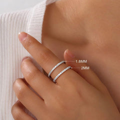 Turandoss Engagement Rings for Women 0.2-0.3Ct 1.8Mm Half Eternity S925 Sterling Silver D Color Vvs1 Stackable Jewelry Moissanite Anniversary Bands for Women Wife